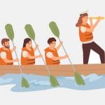 Ruderteam mit Führung