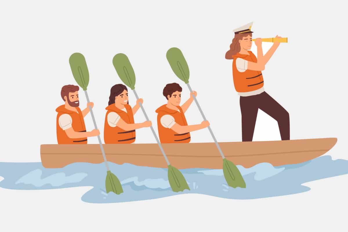 Ruderteam mit Führung