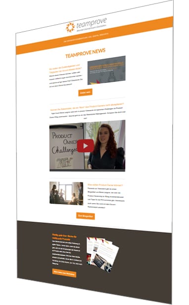 Screenshot Teamprove Newsletter