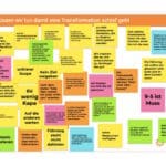 Post-its mit gesammelten Gründen für scheiterne Transformationen